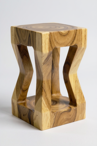 Handgefertigter Holz Beistelltisch aus massives Suarholz, 50x28x28 cm, stilvoller Holzhocker und Couchtisch von FaHome
