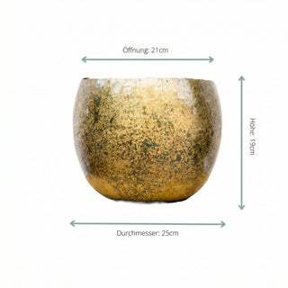 Dekotopf aus Metall in Messing-Optik von Sachsenpalmen, elegantes Zubehör für Pflanzen und Dekorationen.