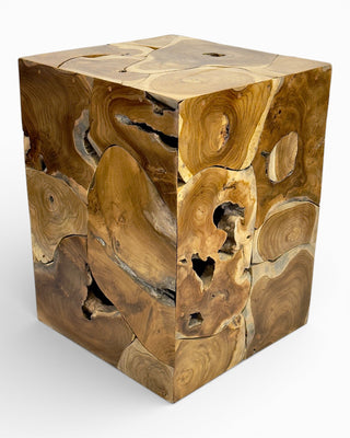 Holzmosaik Beistelltisch - Couchtisch Nachttisch Pflanzenhocker Hocker - Handgefertigt - 3 Verschiedene Größen