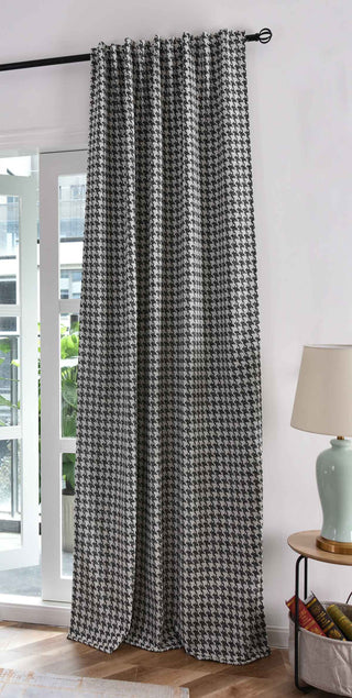 Vorhang HxB 245x140 cm Creme Schwarz Hahnentritt-Muster »PARIS« Flexible Multiband Aufhängung Elegant Pflegeleicht 2023320