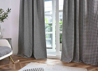 Vorhang HxB 245x140 cm Creme Schwarz Hahnentritt-Muster »PARIS« Flexible Multiband Aufhängung Elegant Pflegeleicht 2023320